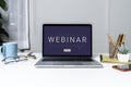 Work From Home with laptop computer for online training webinars.