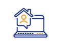 Work at home line icon. Outsource job sign. Vector