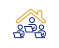 Work at home line icon. Teamwork sign. Vector Royalty Free Stock Photo