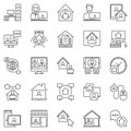 Work From Home line icons set. Vector Freelance signs