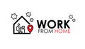 Work from home logo and line icon. work from home quote text is Coronavirus disease COVID-19 protection campaign logo, vector