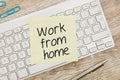 Work from home message on post-it Royalty Free Stock Photo