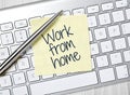 Work from home message on post-it Royalty Free Stock Photo
