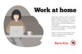 Work at home motivational banner. Vector illustration