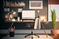 Work from home, home office, flat vector, copy space