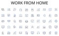 Work from home line icons collection. Bonding, Collaboration, Problem-solving, Teamwork, Trust-building, Communication