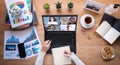 Work from home. people making video conference with colleague via laptop computer during home quarantine to avoid spreading Royalty Free Stock Photo