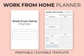 Work From Home Planner Template, Printable Daily and Weekly Schedule, Remote Office Routine Tracker, Editable Digital KDP Interior Royalty Free Stock Photo