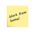 Work from home reminder post note on white Royalty Free Stock Photo