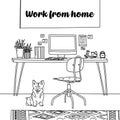 Work from home & Work at home & Work remotely from home. Flexible, home bases, Doodle Concept.