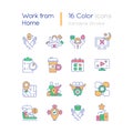 Work from home RGB color icons set
