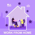 Work from home.Self isolation concept. Young man working from home during Covid-19. All stay at home