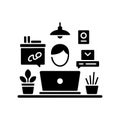 Work from Home Setup Solid Icon for Comfortable Office Royalty Free Stock Photo