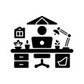 Work from Home Setup Solid Icon for Remote Workspace Royalty Free Stock Photo