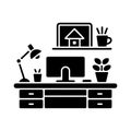 Work from Home Setup Solid Icon Representing Home Office Royalty Free Stock Photo