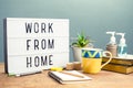 Work From Home Sign on Working Table Royalty Free Stock Photo