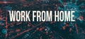 Work From Home theme with downtown Los Angeles at night