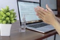 Work from home using Hand Sanitizer