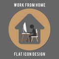 Work from home. work at home. working time. office at home. flat icon design.