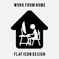 Work from home. work at home. working time. office at home. flat icon design.