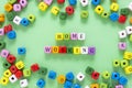 Work at home, home working phrase made from colorful wooden cubes Royalty Free Stock Photo