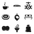 Work in hotel icons set, simple style Royalty Free Stock Photo