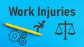 Work injuries are shown using the text and the falling man Royalty Free Stock Photo