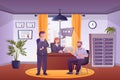 Work interview concept in flat cartoon design. Royalty Free Stock Photo