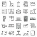 Work inventory icons set, outline style