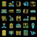 Work inventory icons set vector neon