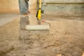 Work Lacquering concrete floors using roller for coating Royalty Free Stock Photo