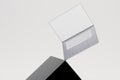 work at the laptop. laptop balancing on a gray cube on a white background. 3D render