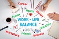 Work life balance concept. The meeting at the white office table Royalty Free Stock Photo