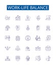 Work-life balance line icons signs set. Design collection of Work life, balance, harmony, integration, equilibrium