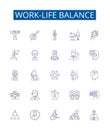 Work-life balance line icons signs set. Design collection of Work life, balance, harmony, integration, equilibrium