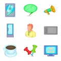 Work location icons set, cartoon style