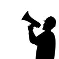 Work with a megaphone vector illustration blacl silhouette profile Royalty Free Stock Photo