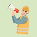 Work with a megaphone vector illustration flat style profile Royalty Free Stock Photo