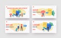 Work Migration and Employment, Drain Brain Landing Page Template Set. Tiny Businesspeople Characters Leaving Motherland