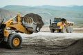 The work of mining machinery. Royalty Free Stock Photo