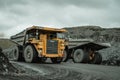 Komatsu HD1500 dump trucks on mine in Magadan Royalty Free Stock Photo