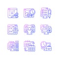 Work monitoring tools gradient linear vector icons set Royalty Free Stock Photo