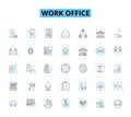 Work office linear icons set. Productivity, Organization, Collaboration, Efficiency, Innovation, Meetings, Deadline line Royalty Free Stock Photo