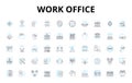 Work office linear icons set. Productivity, Organization, Collaboration, Efficiency, Innovation, Meetings, Deadline Royalty Free Stock Photo