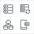 work office server line icons. linear set. quality vector line set such as server, cloud storage, switch Royalty Free Stock Photo