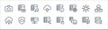 Work office server line icons. linear set. quality vector line set such as data transfer, storage device, share, connected,