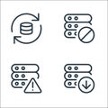 work office server line icons. linear set. quality vector line set such as download, error, block