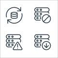 work office server line icons. linear set. quality vector line set such as download, error, block