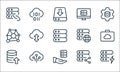 work office server line icons. linear set. quality vector line set such as power, data sharing, export, share, connection, Royalty Free Stock Photo