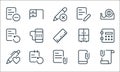 Work office supply line icons. linear set. quality vector line set such as attachment, clip, favorite, mobile phone, reload,